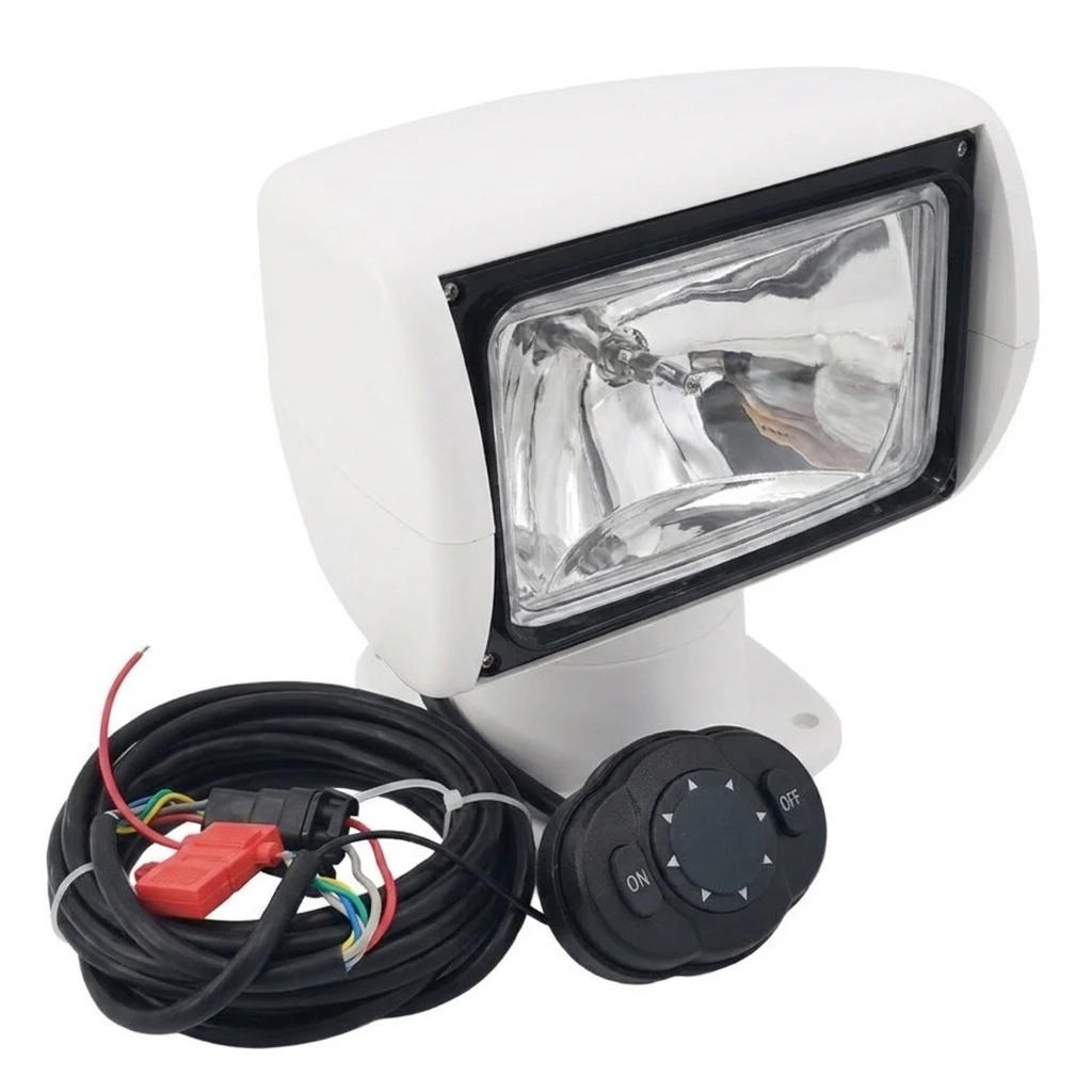 360 Degree Remote Control Marine Searchlight 12V 24V Waterproof Boat Spotlight Rotating Lamp for Yacht Fishing Vessel Deck