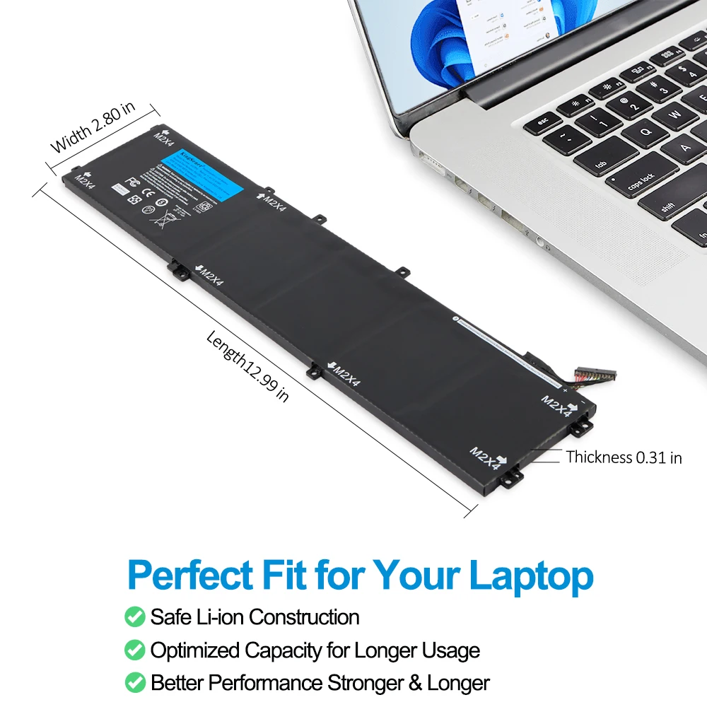KingSener 6GTPY 11,4 V 97 Wh Laptop-Akku für DELL XPS 15 9570 9560 7590 und für DELL Precision 5520 5530 Notebook-Serie. – Detail 4