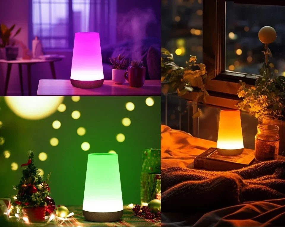Tuya WiFi Smart Light Bedside Led Night Lights Dimmable Table Lamp RGB Touch Lamp Voice APP Control Google Home Alexa Smartlife