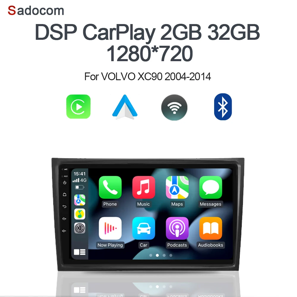 

720P IPS 360 панорамная камера Carplay DSP Android 13 мультимедийный автомобильный DVD-плеер GPS WIFI стерео радио для Volvo XC90 2004-2014