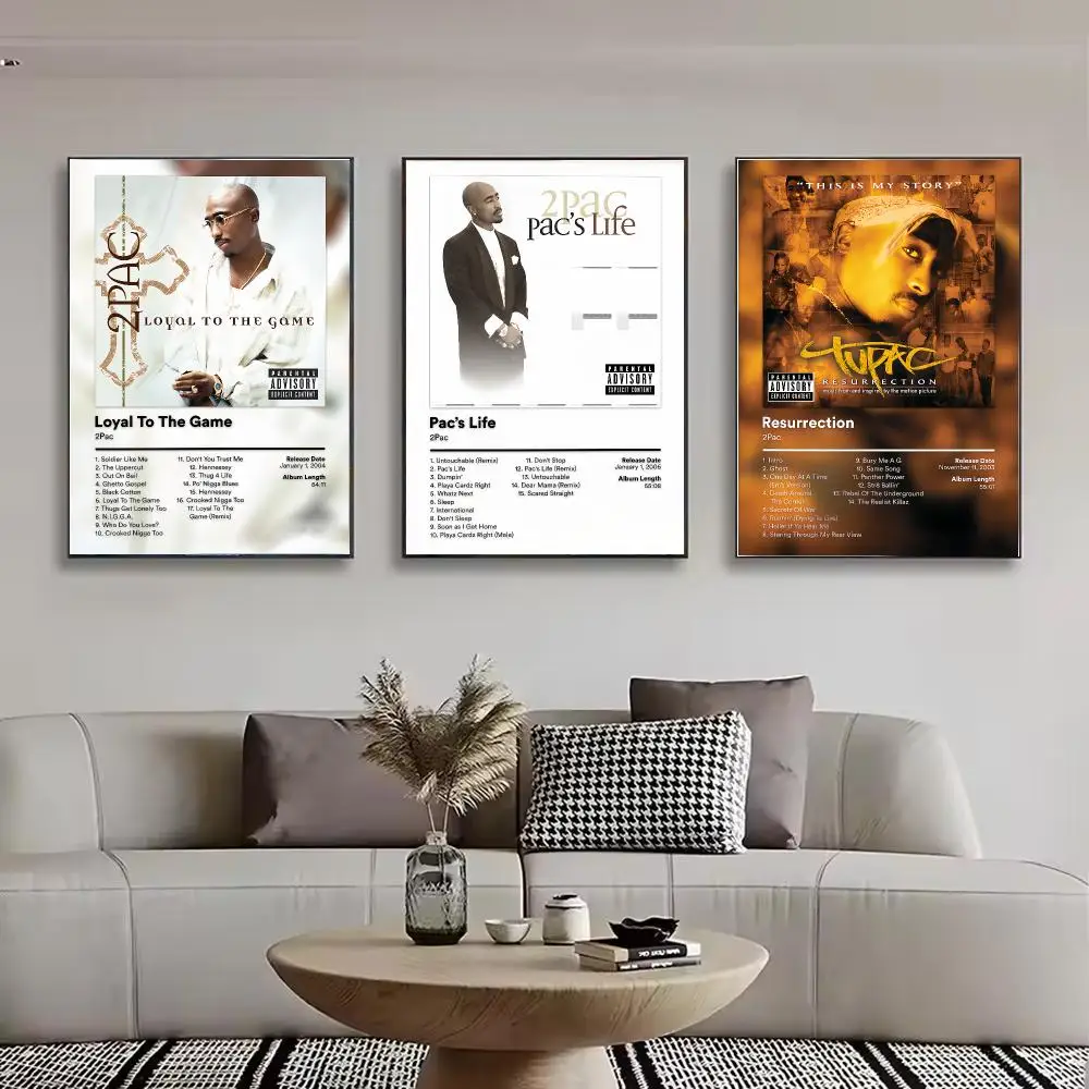Rapper Tupac Shakur Painting Calligraphy Stylish Canvas Poster Wall Art for Bedroom Living Room Study Home Decor Gift