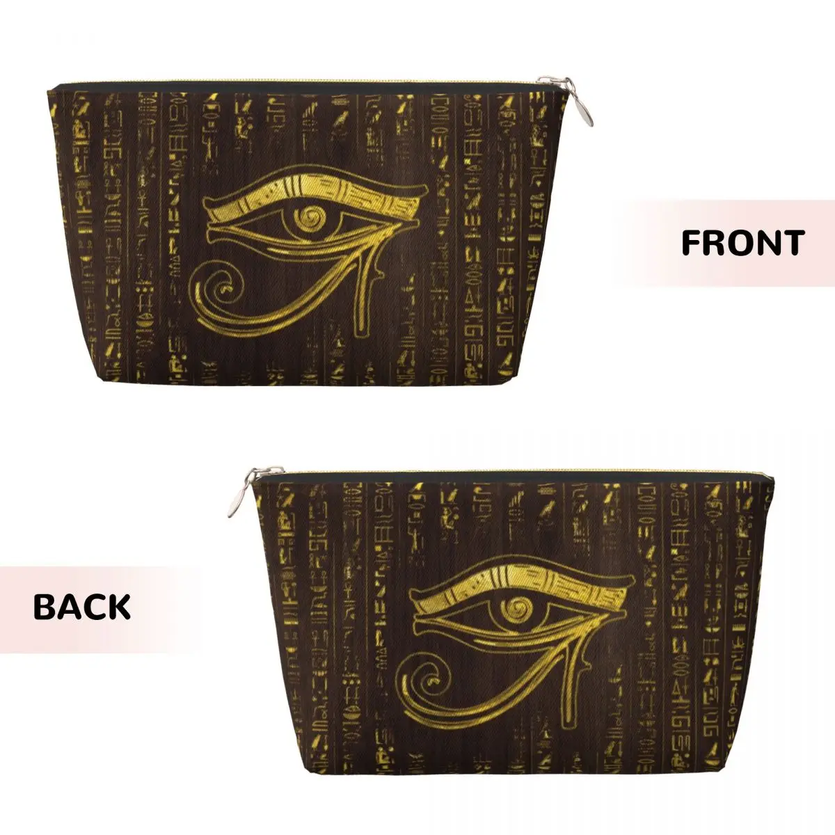 Custom Golden Egyptian Eye Of Horus And Hieroglyphics Makeup Bag Women Travel Cosmetic Organizer Storage Toiletry Bags