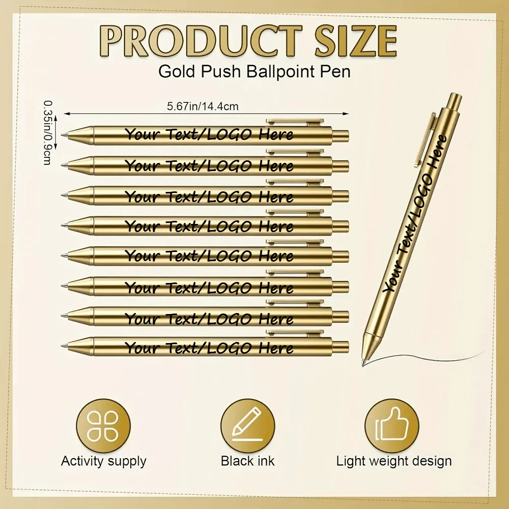 25/35Sets Customizable Ballpoint Pen Gift with Kraft Packaging Box Retractable Black Ink Personalized Laser Text Fluid Smooth