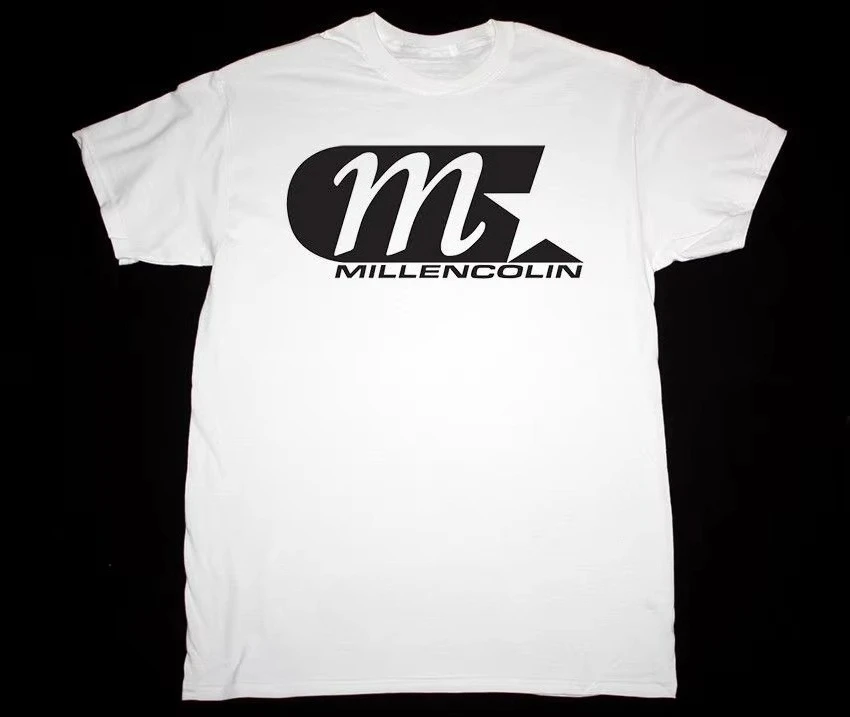 Camiseta masculina branca nova com gola redonda e estampa do LOGO MILLENCOLIN da banda de skate punk.