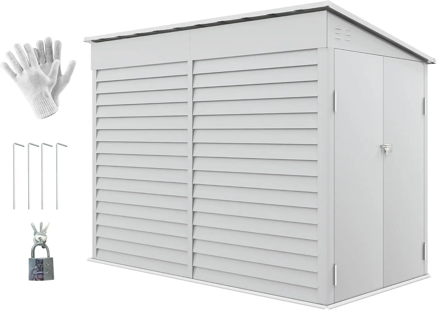 

Outsunny 4.6' X 9' Steel Outdoor Storage Shed, Lean To Shed, Metal Tool House With Foundation Kit, Lockable Doors, Gloves And 2