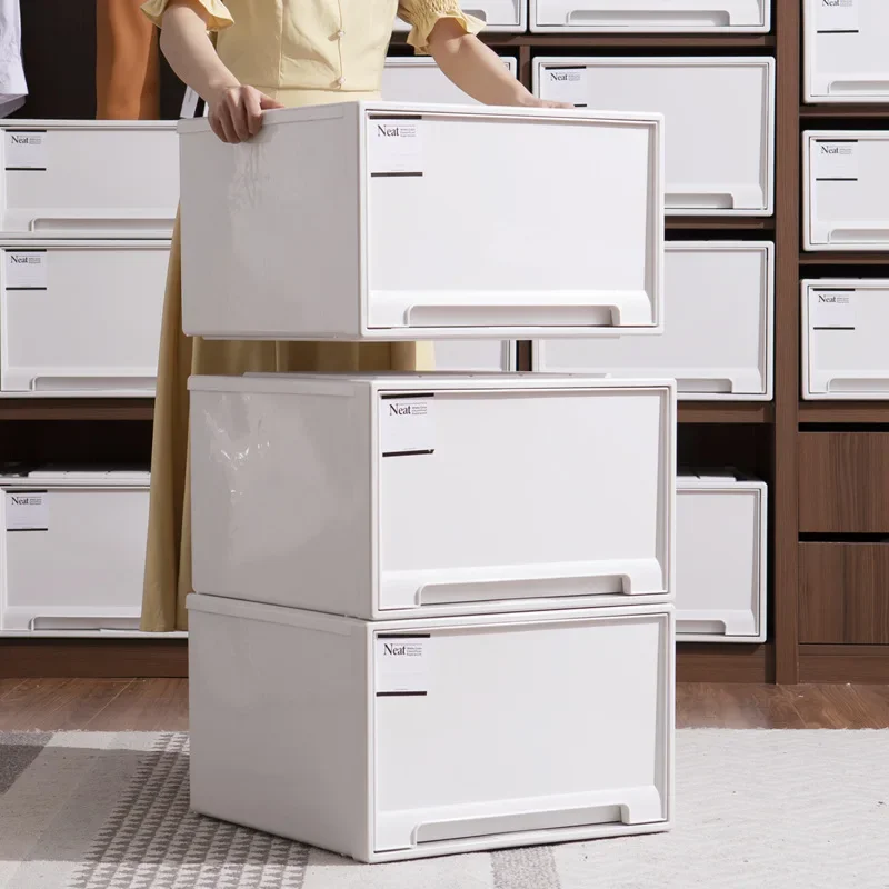 

Home plastic wardrobe clothes drawer type storage Organizer Transparent Large shoe garage stackable boxes under bed container