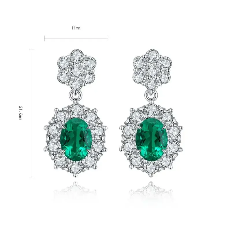 

RUIF 2024 Luxury S925 Silver Main Stone1.498ct Lad Grown Emerald Earrings for Women Daily Anniversary Party