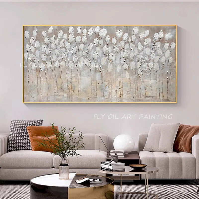 

Gold foil simple pure art handmade oil painting abstract modern canvas wall art sitting room adornment colourful flower painting