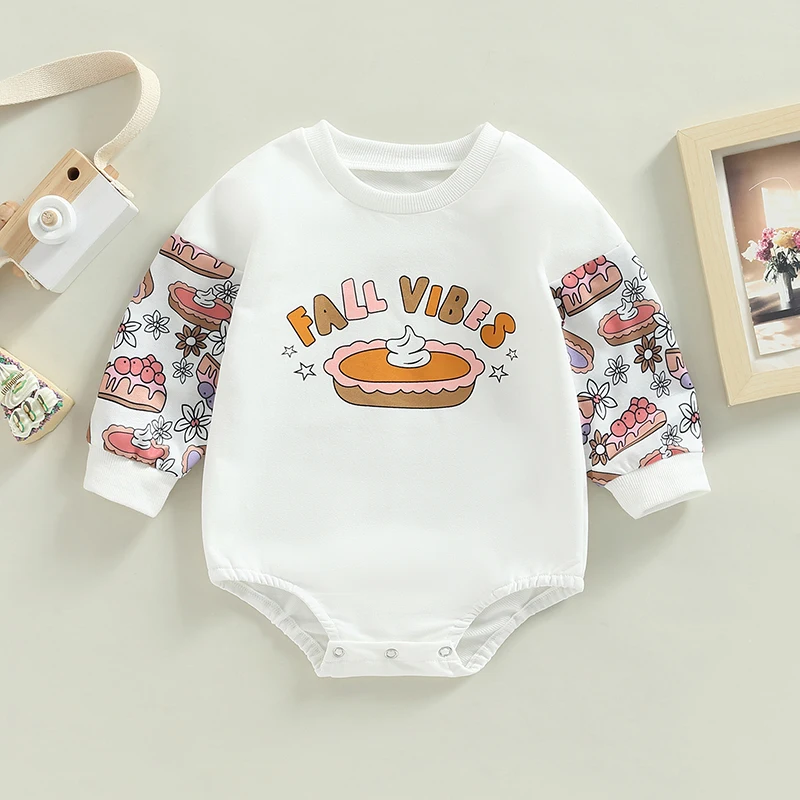 Baby Bodysuits Fall Spring Newborn Boys Girls Long Sleeve Crew Neck Letters Print Shorts Jumpsuit for Casual Daily Streetwear