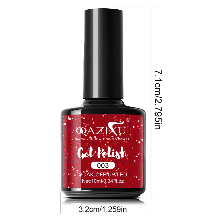 QAZIXU 6個入り 10ml レッドシリーズ ジェルネイルポリッシュ グリッターレッド ウィンターネイルアート マニキュア セミパーマネント ソークオフ UVジェル サロン・自宅用