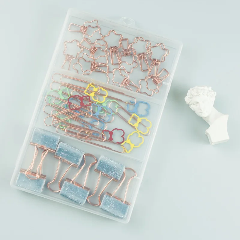 Long Tail Clip Paper Clip Rose Gold Boxed Office Small Fresh Multifunctional Stationery Set Cute Paper Clips