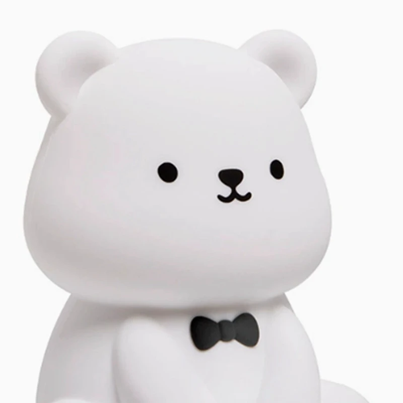AB09-Silicone Teddy Bear Fun Night Light 3 livelli dimmerabile Luce per asilo nido Colorato bianco caldo per dormire accanto alla lampada per la camera da letto