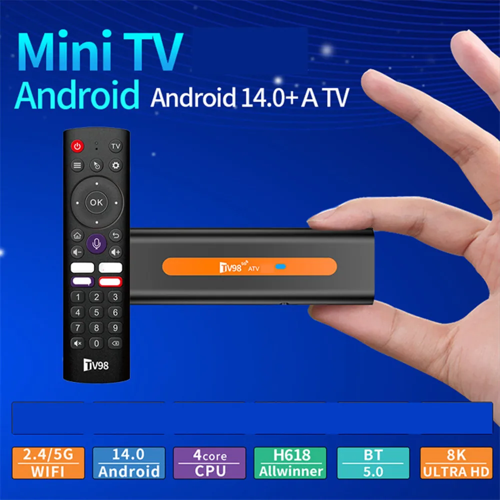 

TV98 ATV H618 Android 14 TV BOX 8k mini Smart TV Box 5G Wifi
