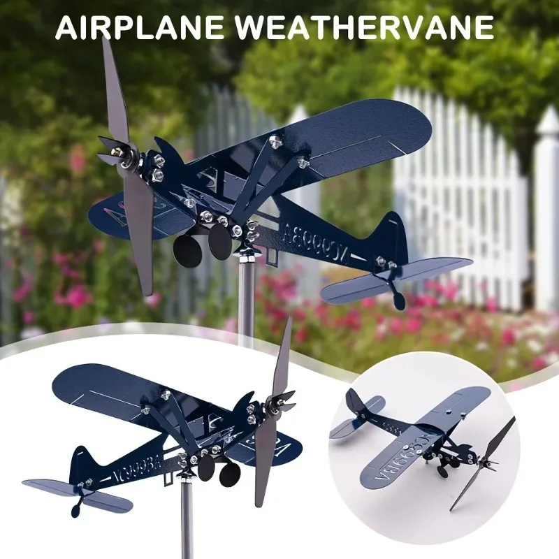 

Outdoor Roof Plane Indicator Wind Direct P1C8 Metal Airplane Weathervane 3D Piper Cub Wind Spinner Windmill Garden Decor Home