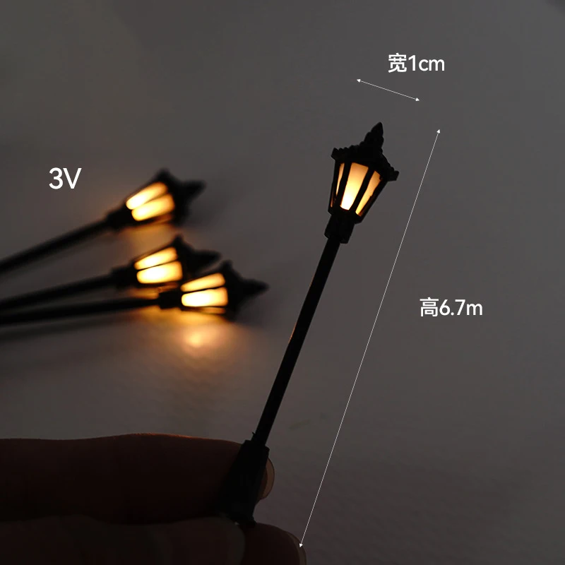 Miniaturowa lampa dziedzińcowa 6,7 cm, 3V LED, zestawy modeli lamp drogowych, materiały do samodzielnego wykonania mikrokrajobrazu, akcesoria do dioramy, 5/10/20 szt.