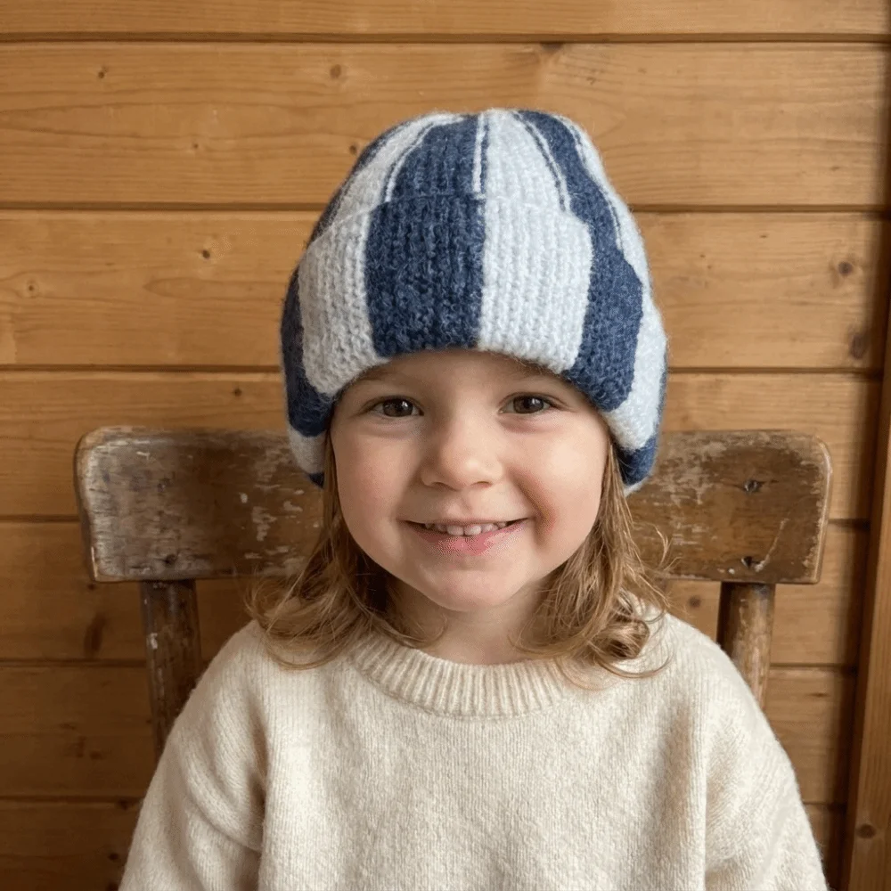 Cute Patchwork Striped Beanie Hat Color Blocked Thick Knitted Cap Soft Watermelon Hat Children Warm Hat Outdoor