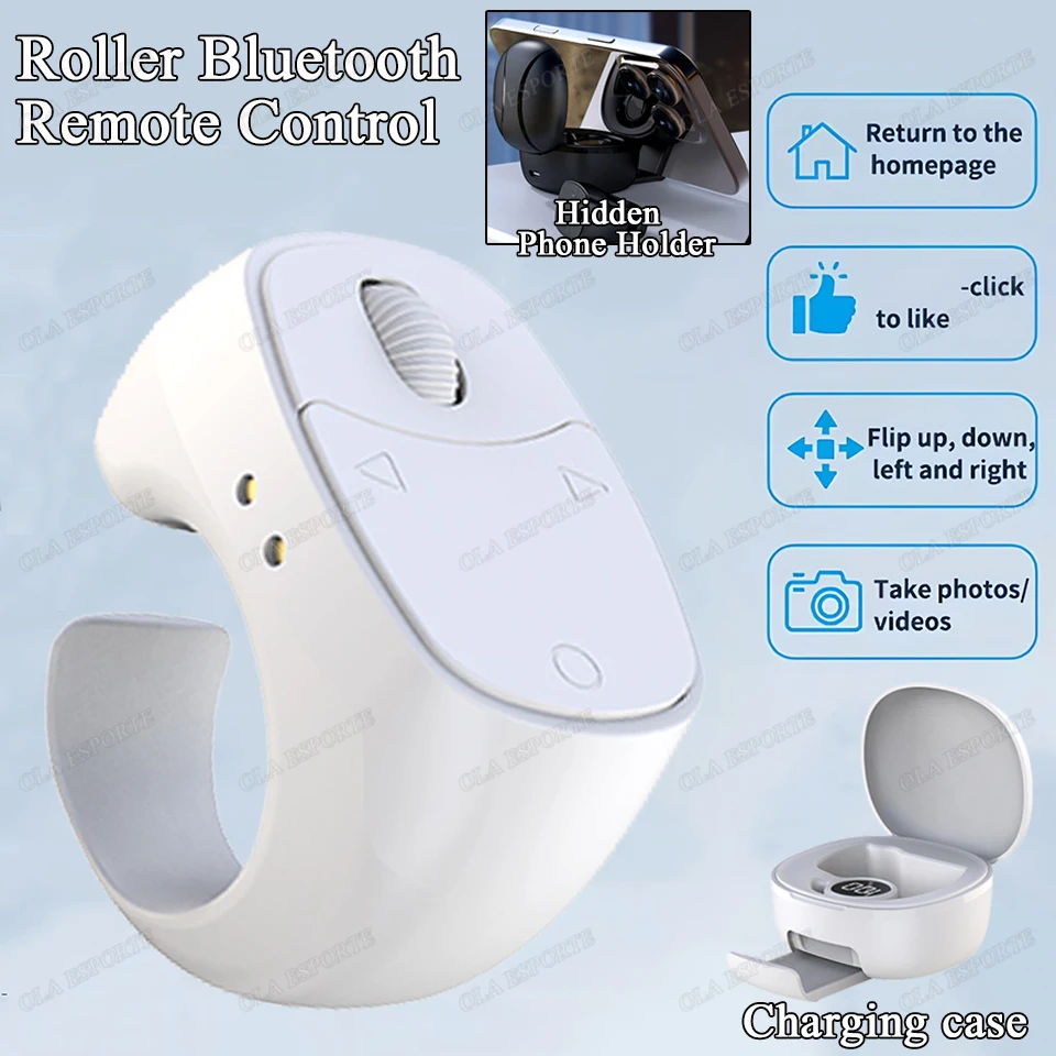 Fernbedienung Kabelloser Bluetooth-Rollring für Fingerspitzen, tragbare mobile Maus, Video-Automatik-Seitenwechsler, Browsing-Ring R12