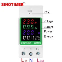 4 in1 SINOTIMER AC 110V 220V 100A corrente di tensione KWH misuratore di energia elettrica VOLT AMP voltmetro amperometro wattmetro guida din