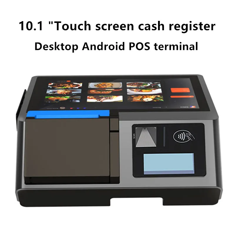 10.1-inch touch screen cash register desktop POS terminal machine with NFC Scanner 58/80mm thermal printer for small businesses