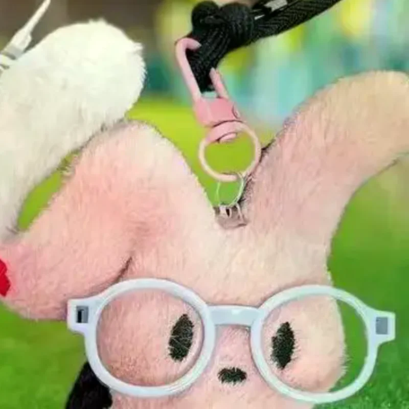 

Cute Cartoon Plush Rabbit Red Glasses Key Chains Bag Pendant Decoration Keyring Student Backpack Hanging Couple Gifts
