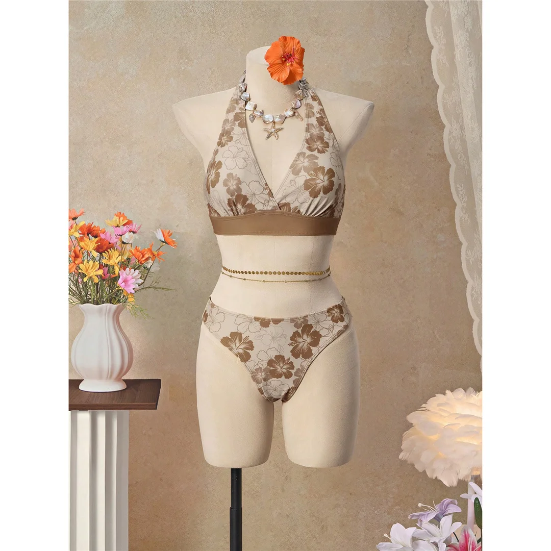 S - XL Mit Rock, Polka-Dot-Blumen-Bikini, Damen-Badebekleidung, dreiteiliges Bikini-Set, Badeanzug, Badebekleidung, Schwimmbekleidung V8518 – Detail 40