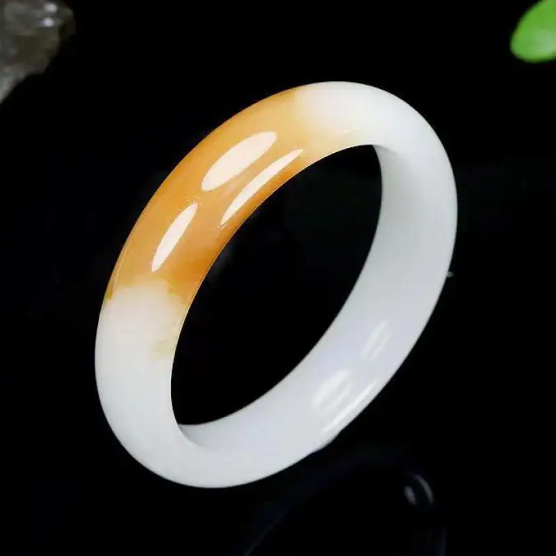 

Natural Nephrite Yellow Jade Bangles Women Healing Gemstone Fine Jewelry Genuine Chinese Hetian Jades Bangle Round Bracelets