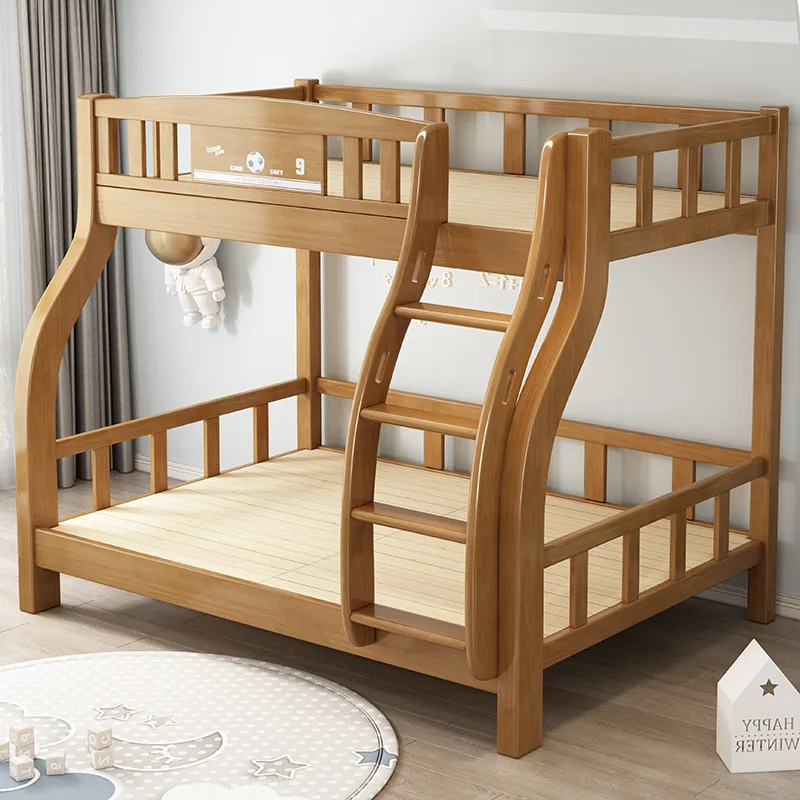 All solid wood, children's bed, double layer, bunk, modern, simple, small apartment