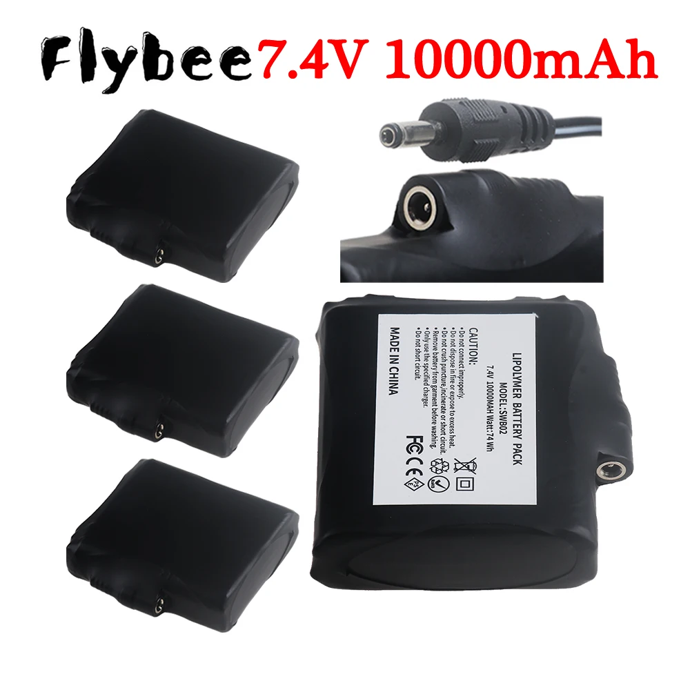 7.4V 10000mAh Heated Gloves Battery Polymer Lithium Battery for Heating Vest, Socks, Winter Antifreeze Heating Battery SWB02-2S