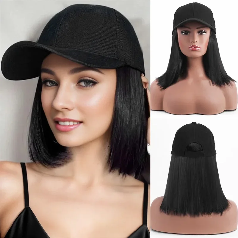 レディースショートストレートヘアフード付きパーティーヘッドウェア鎖骨ヘアボブヘアカットウィッグカバー女性デイリー服に合わせた一体型ウィッグキャップ