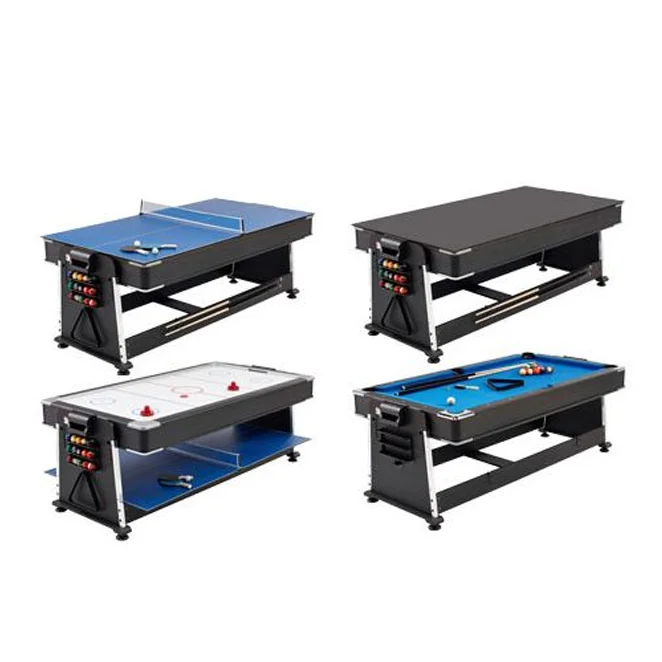 Custom 7ft 4-in-1 Luxury Pool Table Modern Indoor Multi-Function Flip Game with Auto Ball Return Features
