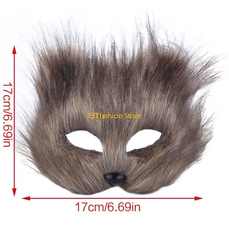 Y5GC śliczna maska ​​lisa pluszowa maska ​​na bal maskowy Halloween półmaska ​​kreatywna maska ​​zwierzęca rekwizyty na dla i