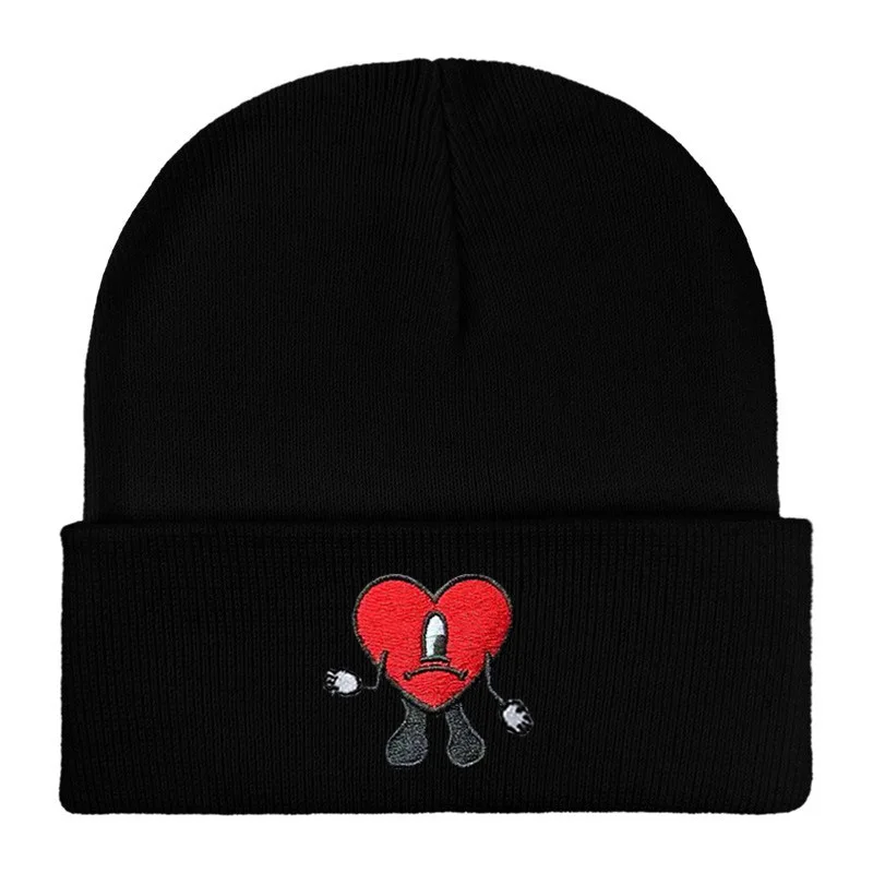 Czapka z dzianiny Bad Bunny, styl cosplay, anime, wiatroodporna, uniwersalna, ciepła, haftowana, na zewnątrz, do jazdy konnej, na imprezę kostiumową.