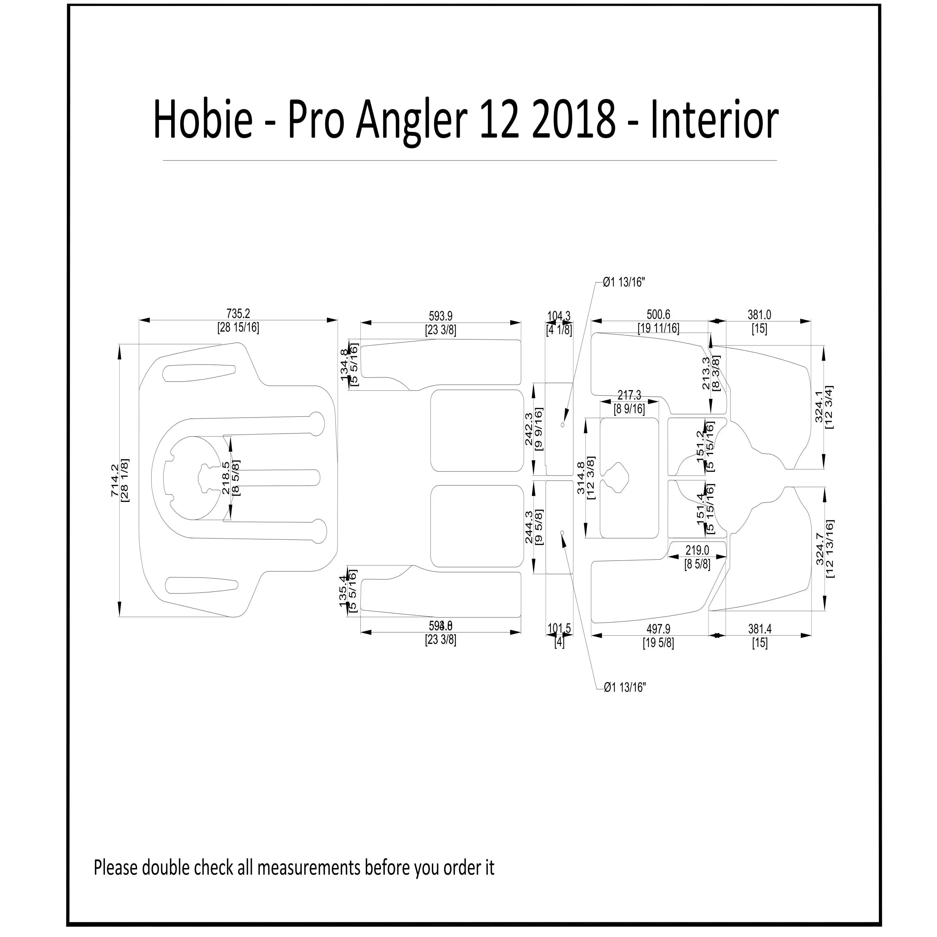 2018 Hobie Pro Angler 12 Interior Kayak Boat EVA Foam Teak Deck Floor Pad