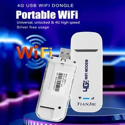 TIANJIE 150Mbps 4G WIFI Router USB módem inalámbrico CAT4 Qualcomm Chipset Dongle adaptador de coche con ranura para tarjeta Sim para cámara IP