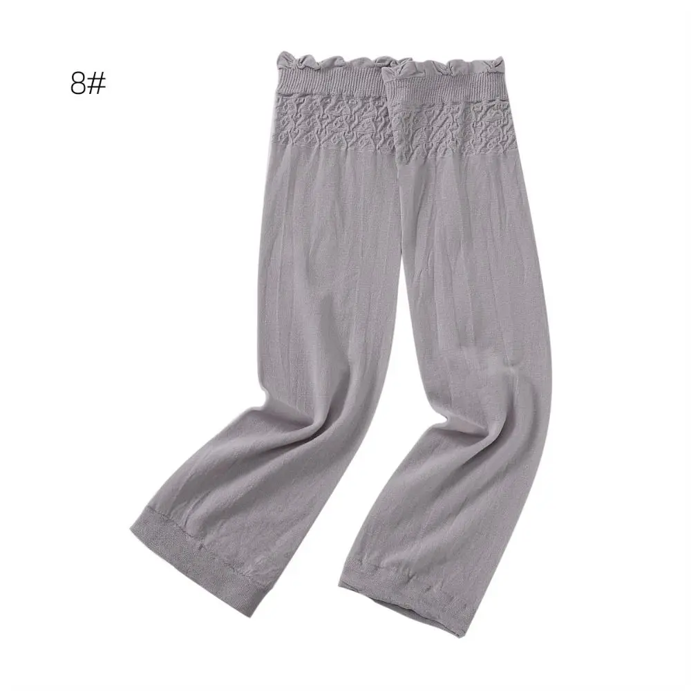 Tessuto elastico maniche di protezione solare sottili tinta unita braccialetti in tessuto elasticizzato anti-uv protezione solare maniche di ghiaccio in pizzo da donna