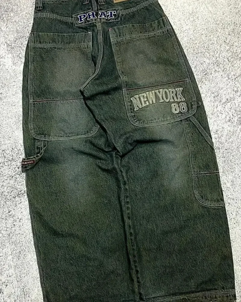 Jean Délavé à Taille Haute pour Homme et Femme, Salopette Décontractée, Classique Américain, Y2K, Harajuku, Bouton, Punk