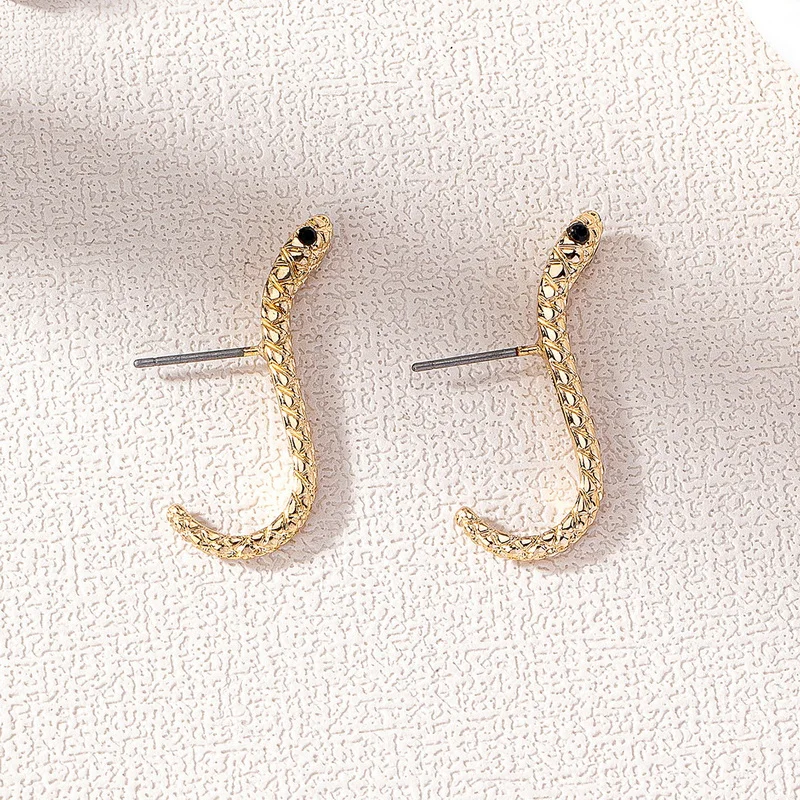 Small Snake Shaped Winding Earrings for Women Men Gold Color Vintage Punk Animal Metal Earring Cool Hiphop Party Jewelry Gifts