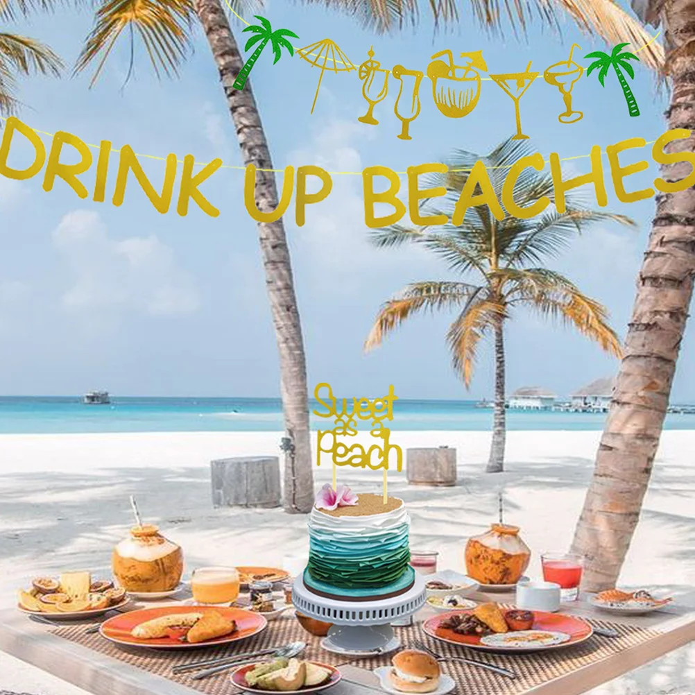 

1Set Shiny Tropical Summer Beach Banner Hanging Bunting Hawaiian Party Decoration Hanging Banner Beach Bunting