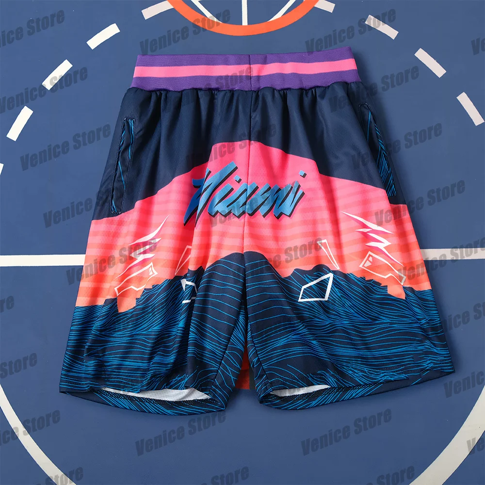 Summer Short Pocket Shorts Breathable Miami Basketball Loose Comfortable Outdoor Basketball Sport Heat Jersey Short Kid Kit