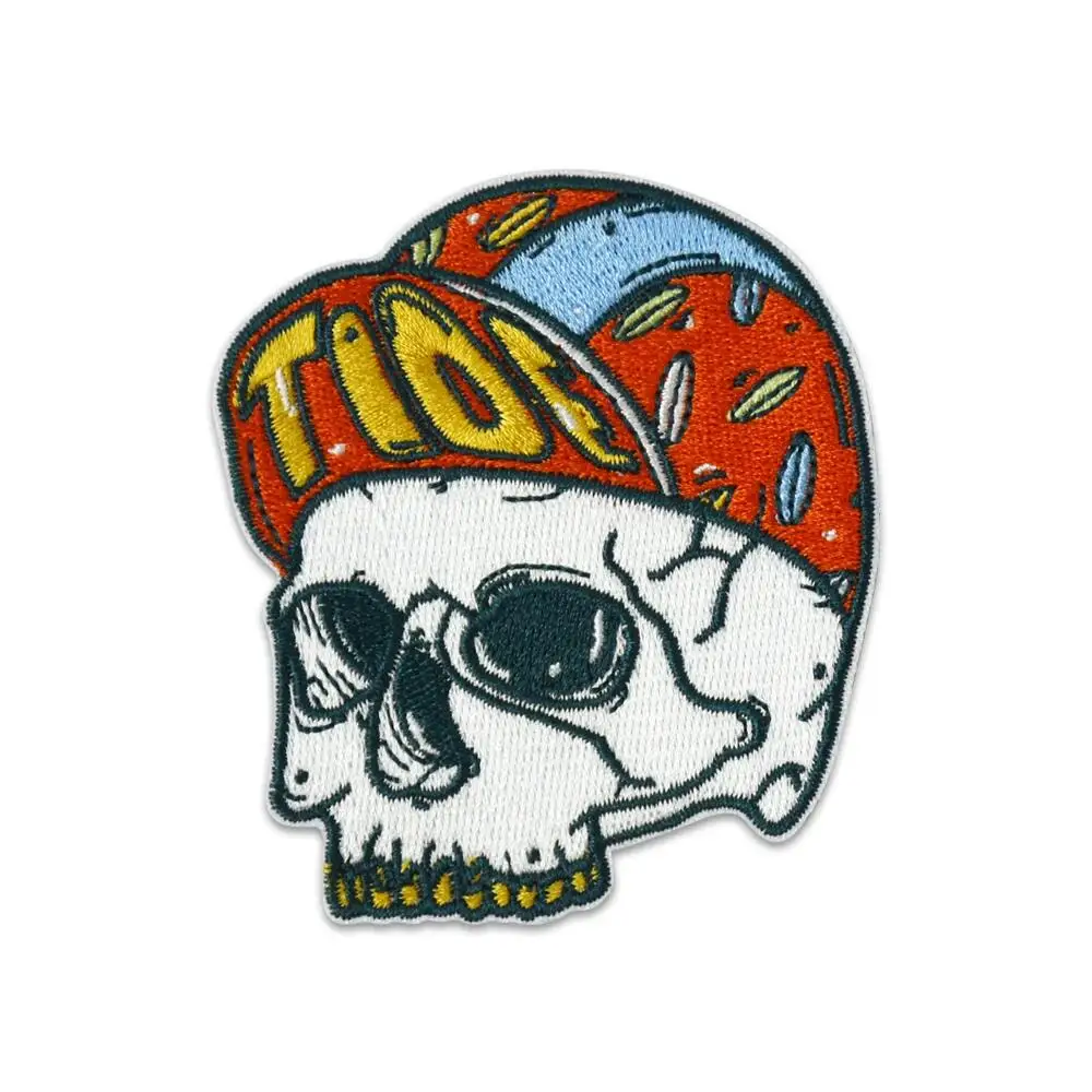 Skull With Cool Cap Embroidery Patches Personalized Punk Badges DIY For Clothes Jackets T-shirt Iron on Clothes Decoration