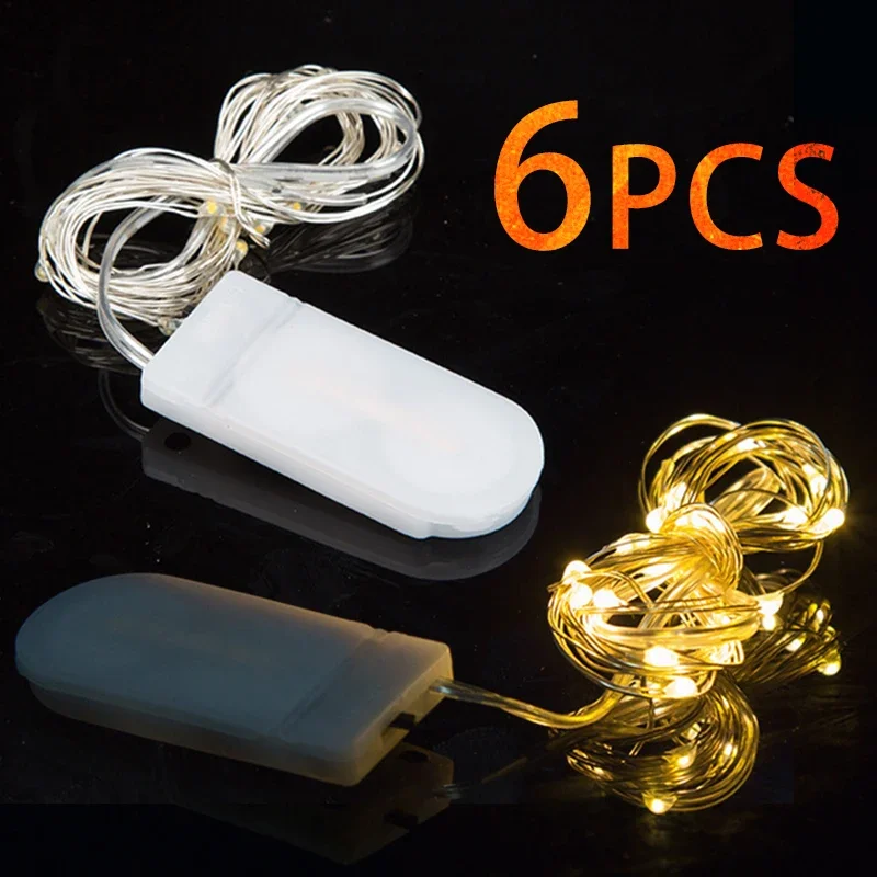 

6 Pack Led Fairy Lights Battery Operated String Lights Firefly Starry Moon Lights for DIY Wedding Party Bedroom Patio Christmas