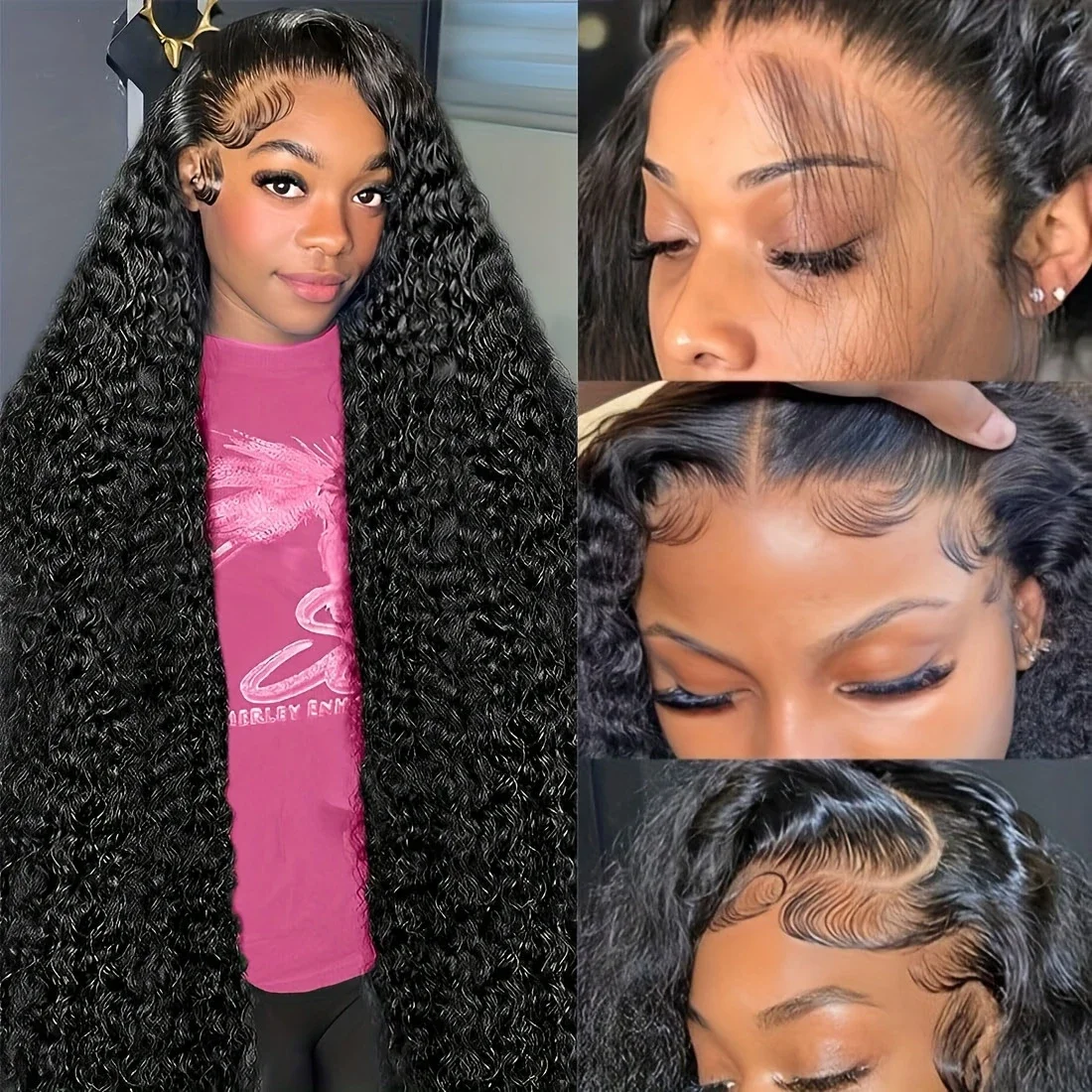 

Transparent Lace Front Human Hair Deep Wigs 40 46 inches 13x4 13x6 HD PrePlucked Brazilian Deep Wave Lace Frontal Wig for women