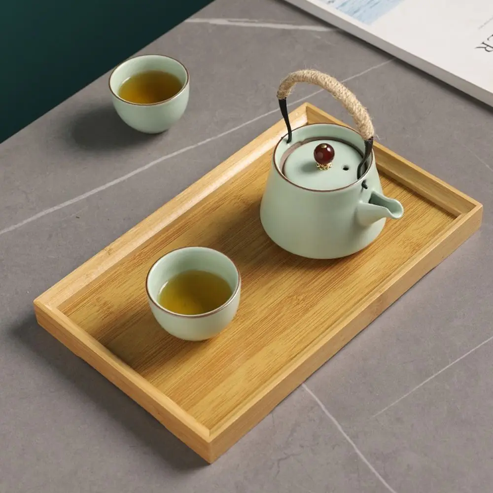 Decorate Tray Natural Bamboo Bamboo Wooden Tray Rectangular Retro Style Food Storage Trays Dessert Pallet Home