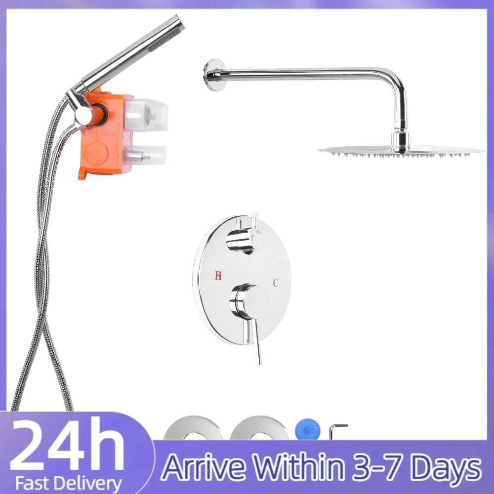 

Душевая система с эффектом тропического дождя, 10-дюймовая душевая лейка, настенный монтаж, полный комплект с встраиваемым клапаном для дома, отеля, жесткой воды