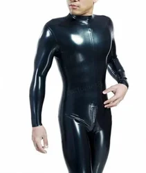 Latex Handsome Black Cool Racing Suit Men Tight fashion Catsuit 0.4mm Size XS-XXL