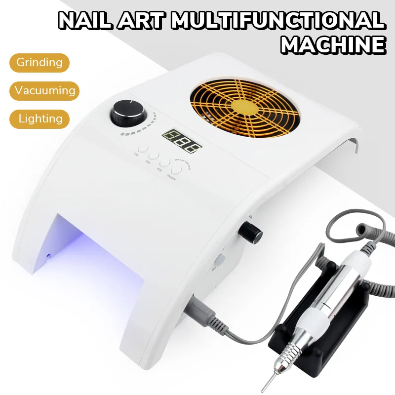 Aspirador de unhas com broca, coletor de poeira de unhas, grande poder, equipamento multifuncional de manicure, 3 em 1