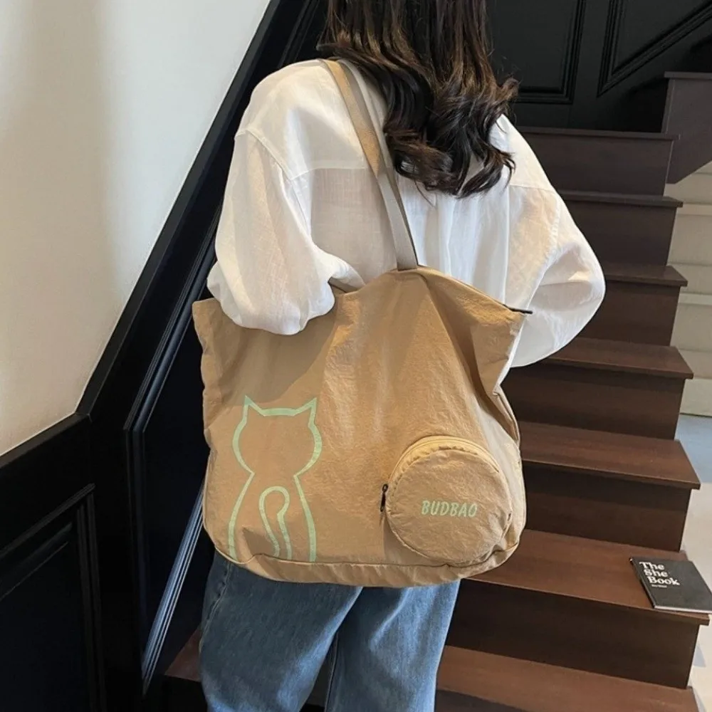

Simple Stylish Women's Tote Bag Large Capacity Leisure Cat Shoulder Bag Versatile Casual Commute Handbag With Small Bag