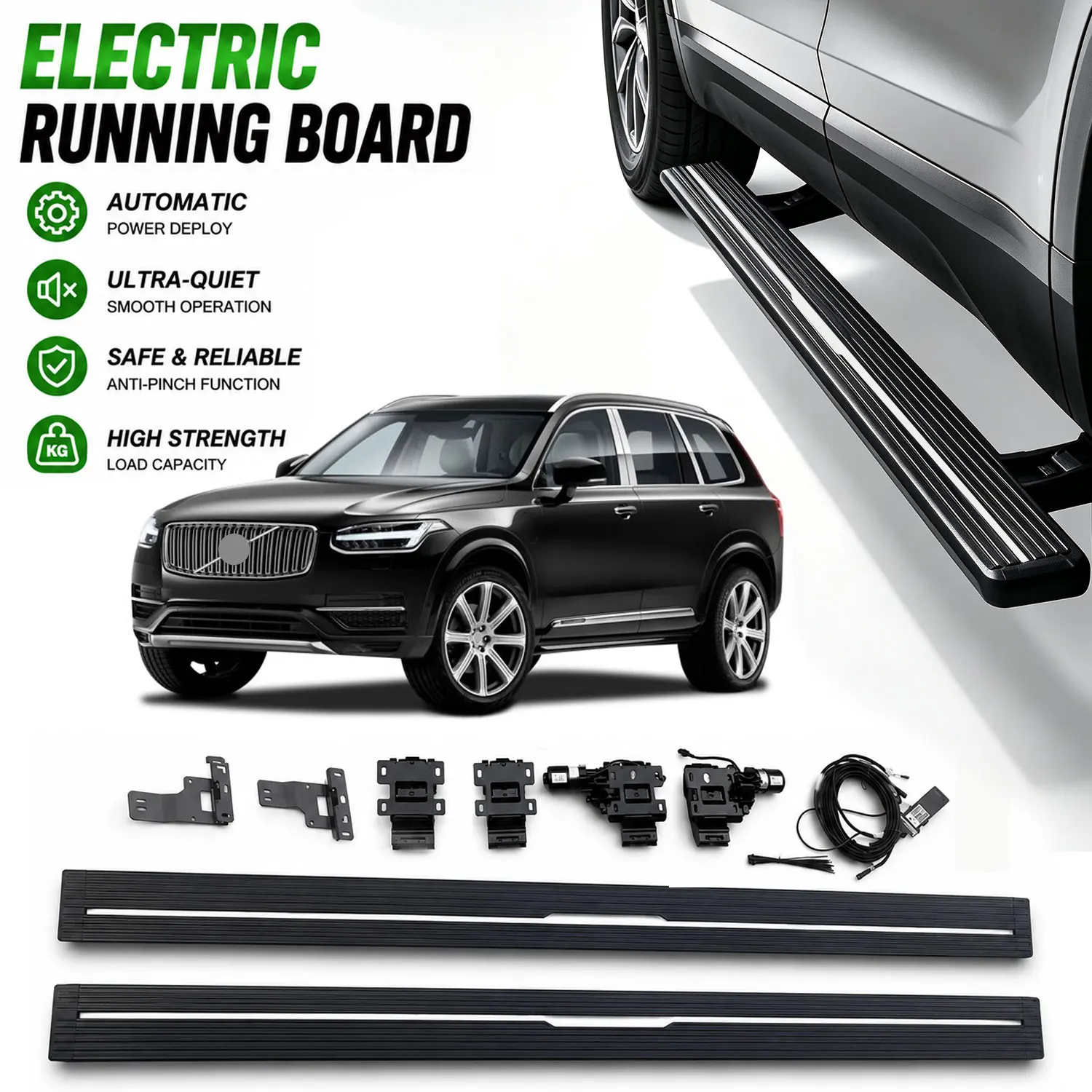 Fits for 2015-2025 Volvo XC90 Deployable Power Electric Running Boards, Aluminum Retractable Side Step Nerf Bars