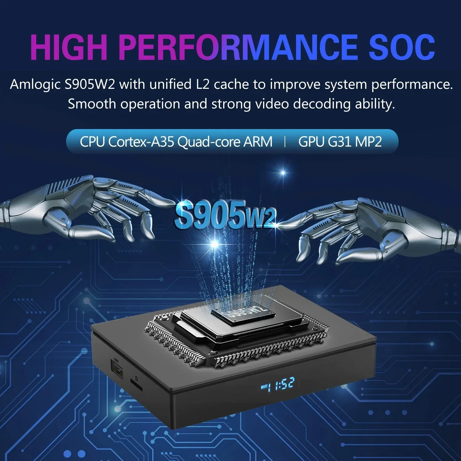 Woopker KW2 TV Box Atv Android 11 Amlogic S905W2 Supports 4K AV1 Bluetooth 5.0&2.4  4G+ 32G  Smart TV Box Dc 5V2A Usb 2.0 - Image 3