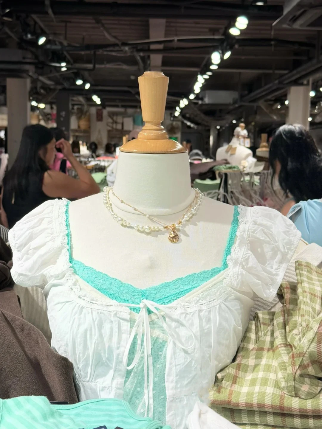 White Lace Trim Lace-up Smock Tops Women Casual Crew Neck Puff Sleeve Thin Strap Cardigan Blouse Sweet Preppy Style T-shirts Y2K